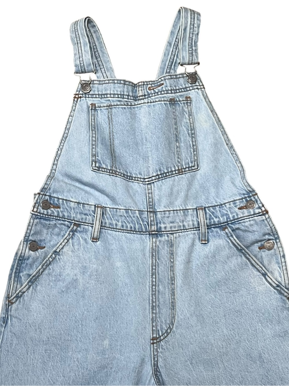 Levis Premium Big E Denim Barrel Legs Baggy Overalls M Cross-back Straps Light - Picture 3 of 13